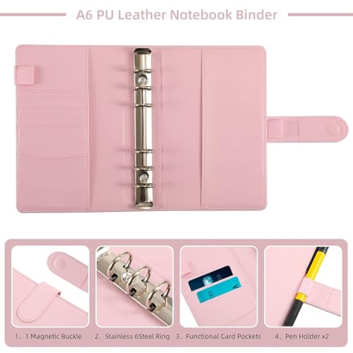 Openja Budget Binder Cash Envelopes for Budgeting Money Organizer for Cash Money Envelopes for Cash Leather A6 Budget Binder with Zipper envelopes.(Multicolor) - Image 2
