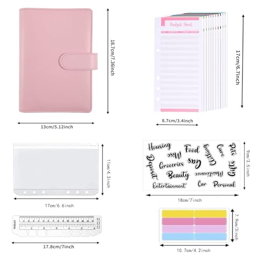 Openja Budget Binder Cash Envelopes for Budgeting Money Organizer for Cash Money Envelopes for Cash Leather A6 Budget Binder with Zipper envelopes.(Multicolor) - Image 5