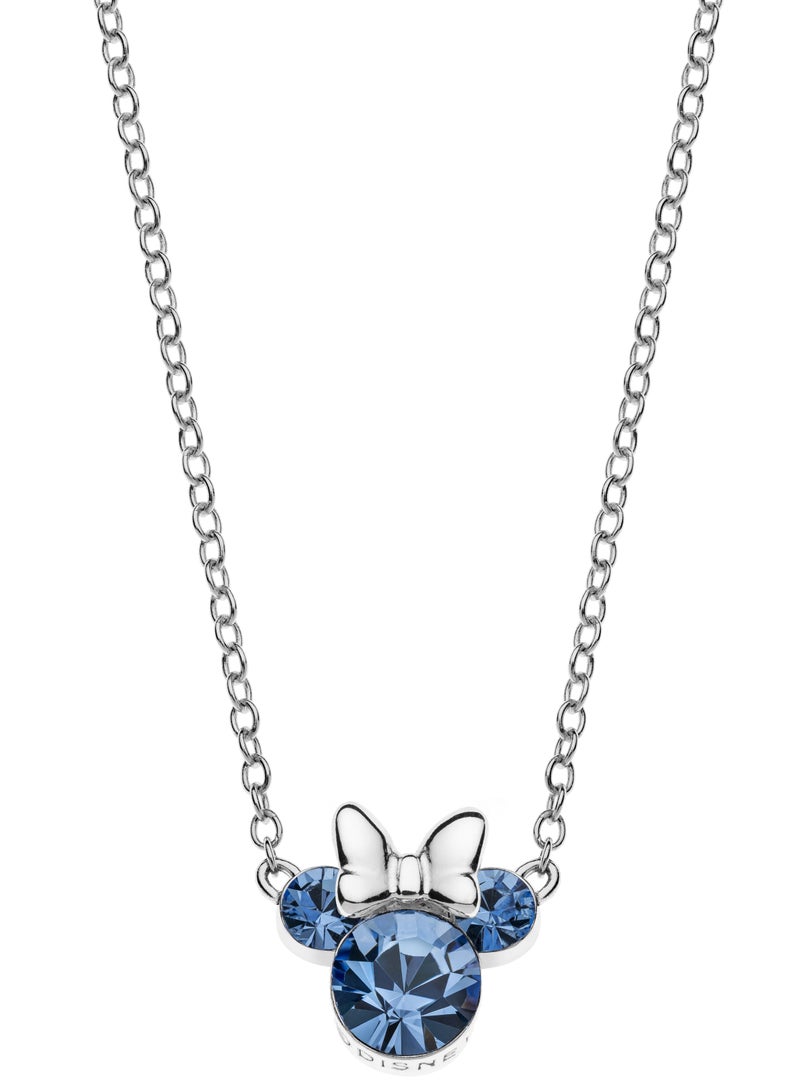 Disney Minnie Mouse Blue Crystal Pendant in 18K Sterling Silver Necklaces - Image 1