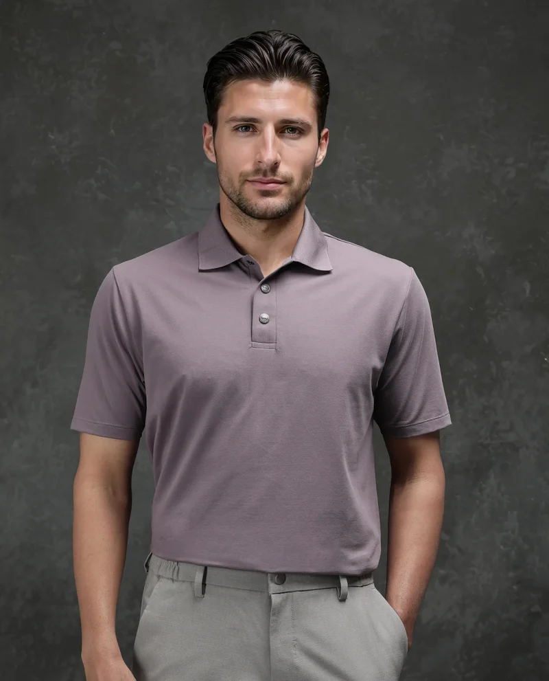 Rare Rabbit Rare Rabbit Men's Tang-25 Dusky Pink Cotton Blend Fabric Half Sleeve Spread Collar Regular Fit Plain Polo