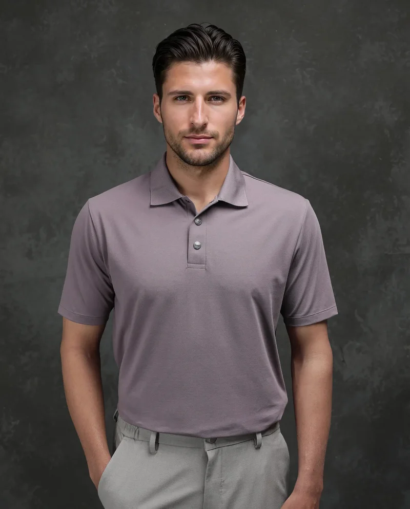 Rare Rabbit Rare Rabbit Men's Tang-25 Dusky Pink Cotton Blend Fabric Half Sleeve Spread Collar Regular Fit Plain Polo