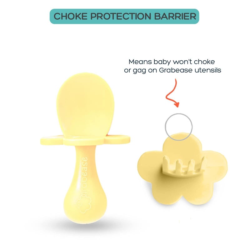 Grabease Baby Feeding Utensils Set - Infant and Baby Fork and Spoon for Ages 1-11 Months, BPAs and Phthalate-Free Cutlery, Plastic, 1 Set, Yellow - Image 3