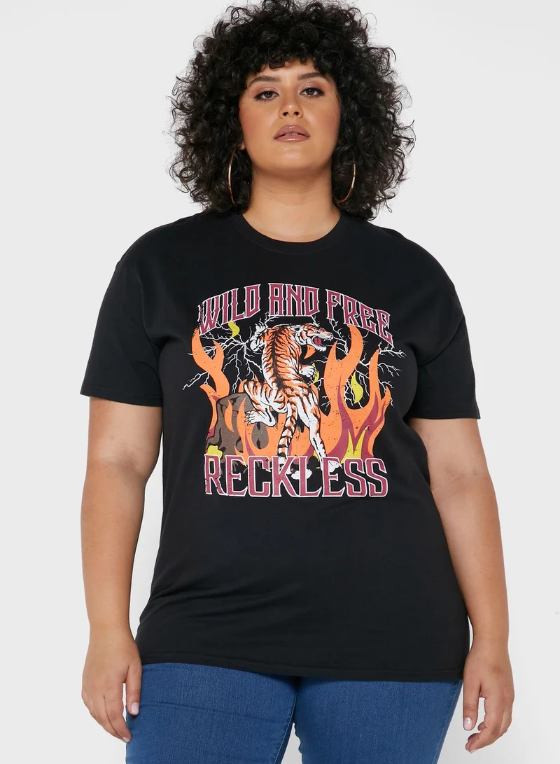 I Saw It First Curve I Saw It First Plus Size Slogan Tee In Black