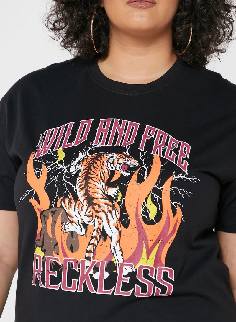 I Saw It First Curve I Saw It First Plus Size Slogan Tee In Black