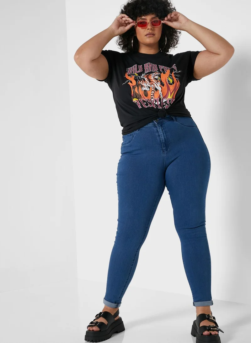 I Saw It First Curve I Saw It First Plus Size Slogan Tee In Black