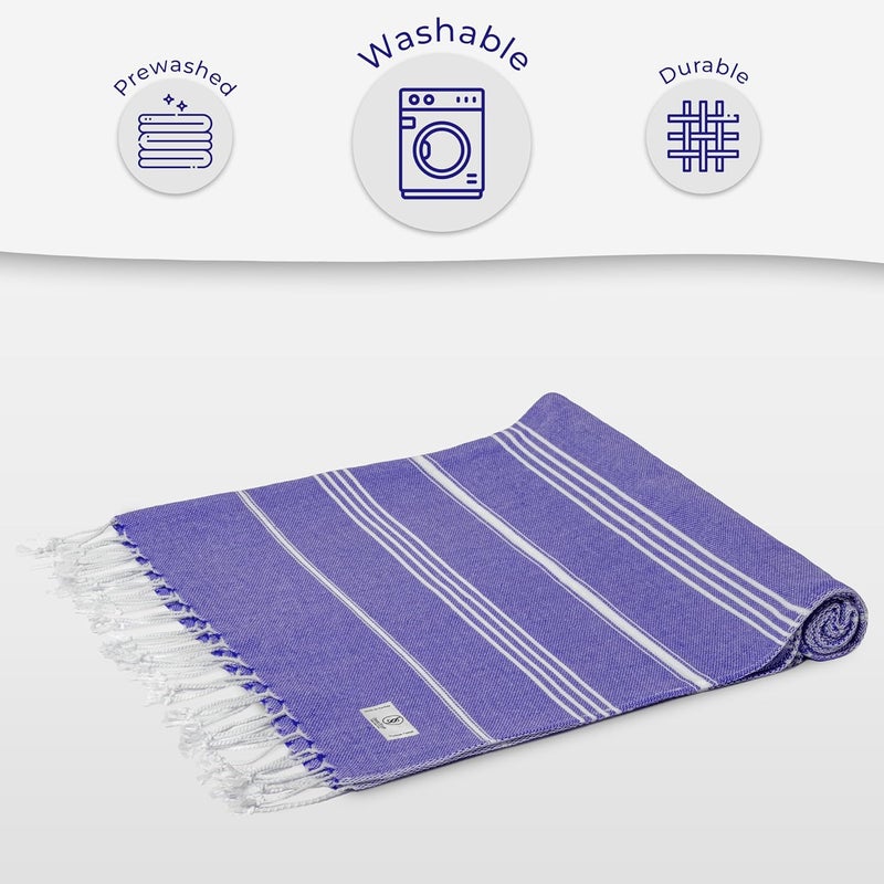 Ossano Turkish Beach Towel Compact & Soft Extra Large (39" x 71") - Quick Dry, Versatile and Functional as Yoga Mat, Picnic Blanket/Travel Blanket, Bath, Shower and Pool Towel - Purple - Image 5