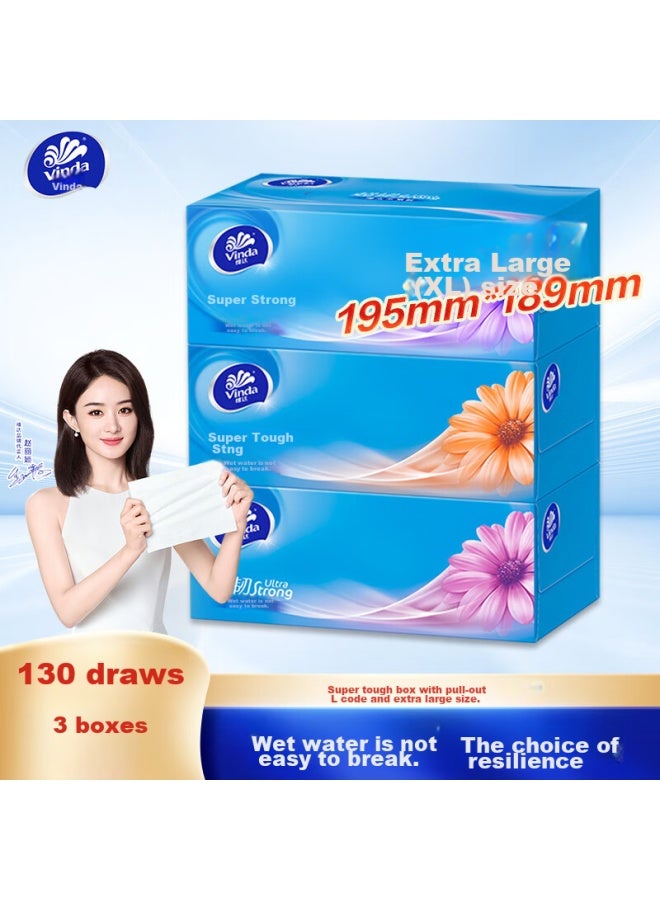 Vinda Ultra Strong 3-ply 130 Sheets*3 Packs L Size, Water-resistant, Boxed, Toilet Paper, Tissue Paper, Napkins - Image 1