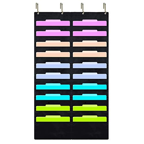Eamay Hanging File Folder Organizer Wall Mounted - 20 Pockets Wall File Folders, Office Supplies File Document Organizer Holder Pocket Chart for Offices, Classroom or Home Use - Image 1