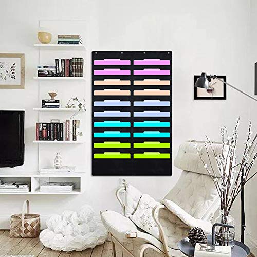 Eamay Hanging File Folder Organizer Wall Mounted - 20 Pockets Wall File Folders, Office Supplies File Document Organizer Holder Pocket Chart for Offices, Classroom or Home Use - Image 2