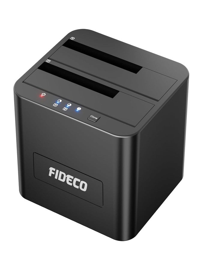 فيديكو محطة إرساء محركات الأقراص الصلبة FIDECO، محطة إرساء محركات الأقراص الصلبة USB 3.0 لمحركات الأقراص الصلبة SATA HDD/SSD مقاس 2.5 و3.5 بوصة، دعم النسخ الاحتياطي دون اتصال بالإنترنت في فتحتين - Image 1
