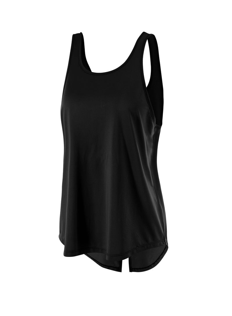 Women Quick Dry Breathable Elastic Sports Vest Black - Image 1