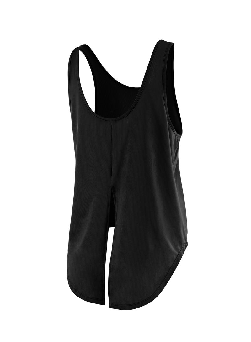Women Quick Dry Breathable Elastic Sports Vest Black - Image 2