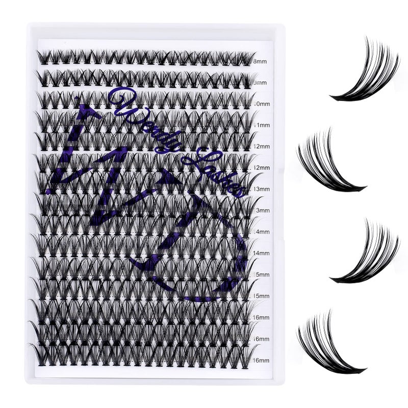 Individual Lashes DIY Eyelash Clusters 300PCS CD Curl Lash Clusters Comfortable Cat Eye Lashes Super Soft Reusable Wispy Lashes Lash Clusters300PCS40D007DD816mm Mixed Tray