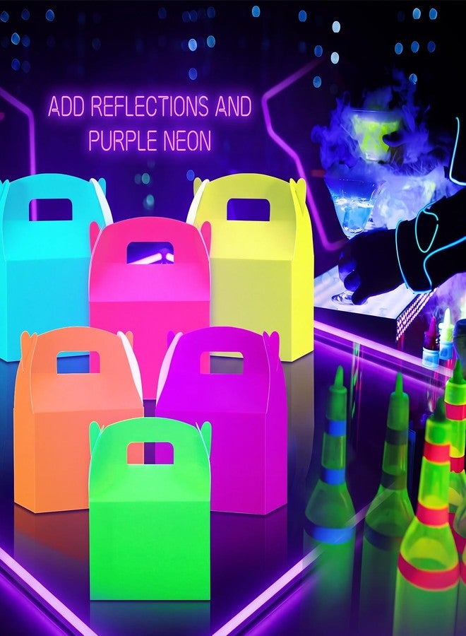Tenceur 24 Pcs Glow in the Dark Party Favor Treat Boxes UV Neon Candy Cookie Gift Boxes for UV Light Glow in the Dark Birthday Party Supplies Decorations 6 x 3.5 x 3 Inches - Image 4