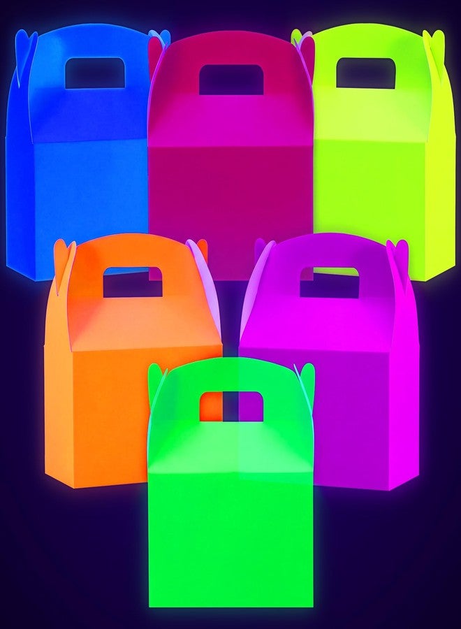 Tenceur 24 Pcs Glow in the Dark Party Favor Treat Boxes UV Neon Candy Cookie Gift Boxes for UV Light Glow in the Dark Birthday Party Supplies Decorations 6 x 3.5 x 3 Inches - Image 1