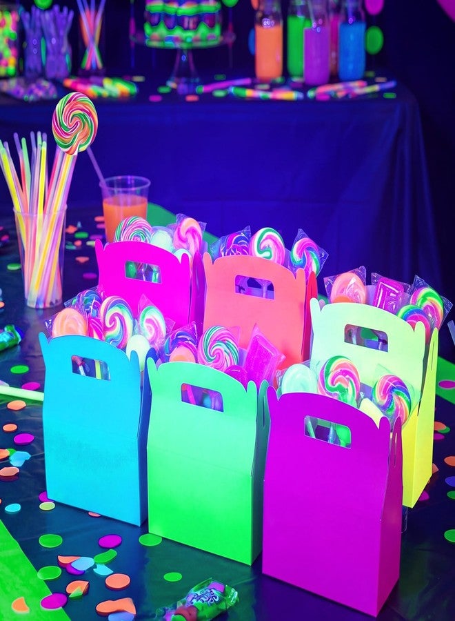 Tenceur 24 Pcs Glow in the Dark Party Favor Treat Boxes UV Neon Candy Cookie Gift Boxes for UV Light Glow in the Dark Birthday Party Supplies Decorations 6 x 3.5 x 3 Inches - Image 5