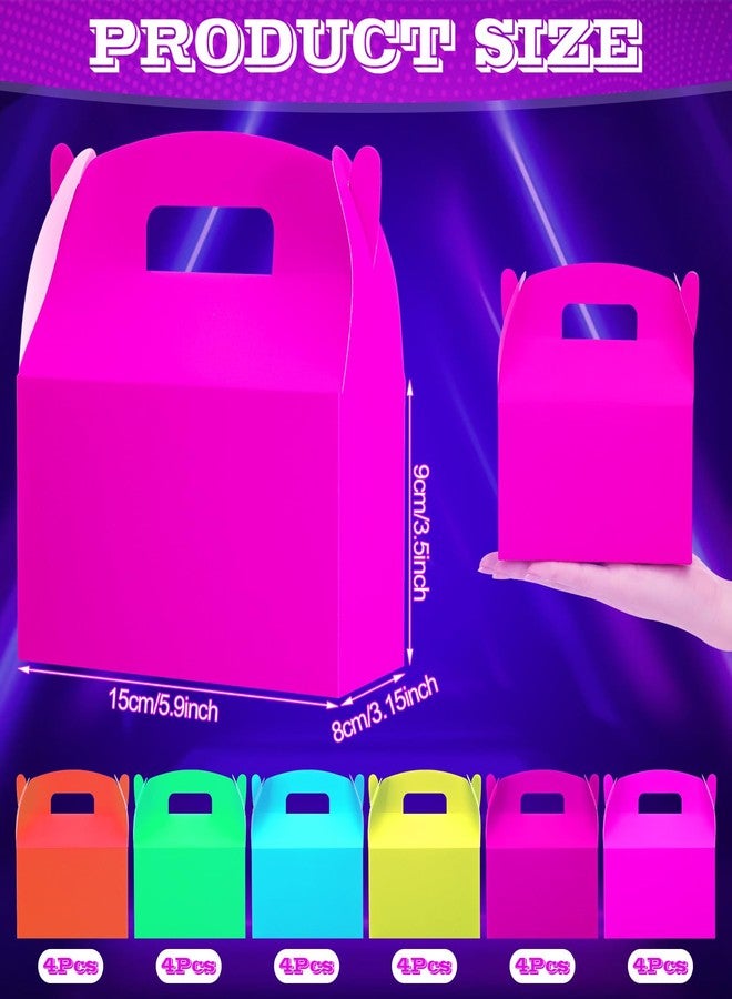 Tenceur 24 Pcs Glow in the Dark Party Favor Treat Boxes UV Neon Candy Cookie Gift Boxes for UV Light Glow in the Dark Birthday Party Supplies Decorations 6 x 3.5 x 3 Inches - Image 2