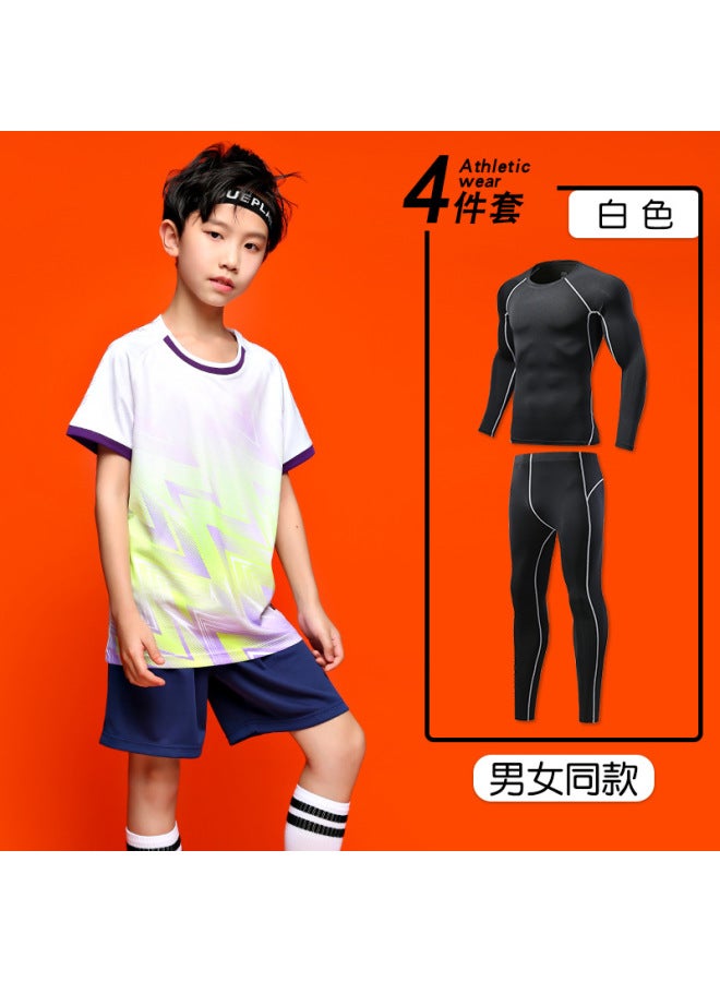 Children's Football Suit Four-piece Set Men's Autumn And Winter Competition Team Uniform Children's Long-sleeved Sports Appearance Suit Jersey Fashion Printing