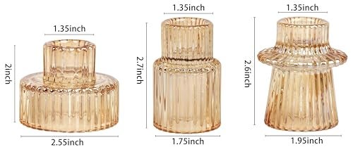 Vixdonos Taper Glass Candlestick Holders Tealight Candle Holders for Table Centerpieces Wedding Decor and Dinner Party 6 Pcs Gold - Image 3