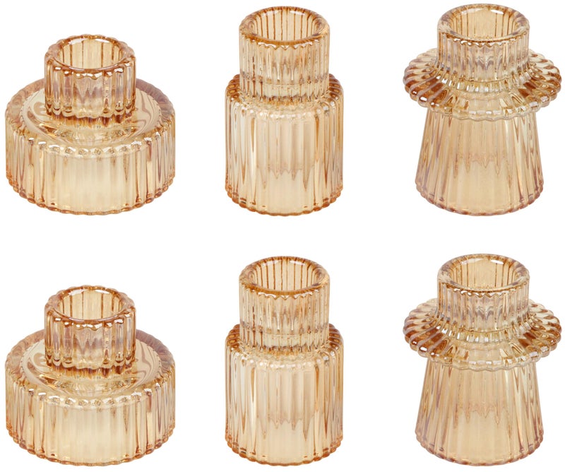 Vixdonos Taper Glass Candlestick Holders Tealight Candle Holders for Table Centerpieces Wedding Decor and Dinner Party 6 Pcs Gold - Image 2
