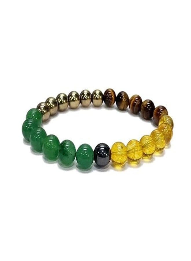 Agatesvibe سوار أغيتسفايب المغناطيسي للمال من الكريستال للرجال والنساء - خرز من أحجار البيريت، والأفينتورين الأخضر، والسترين، وعين النمر، والهيماتيت الكريمة للثروة والحظ والازدهار والنجاح والنمو المالي (عبوة من قطعة واحدة) - Image 1