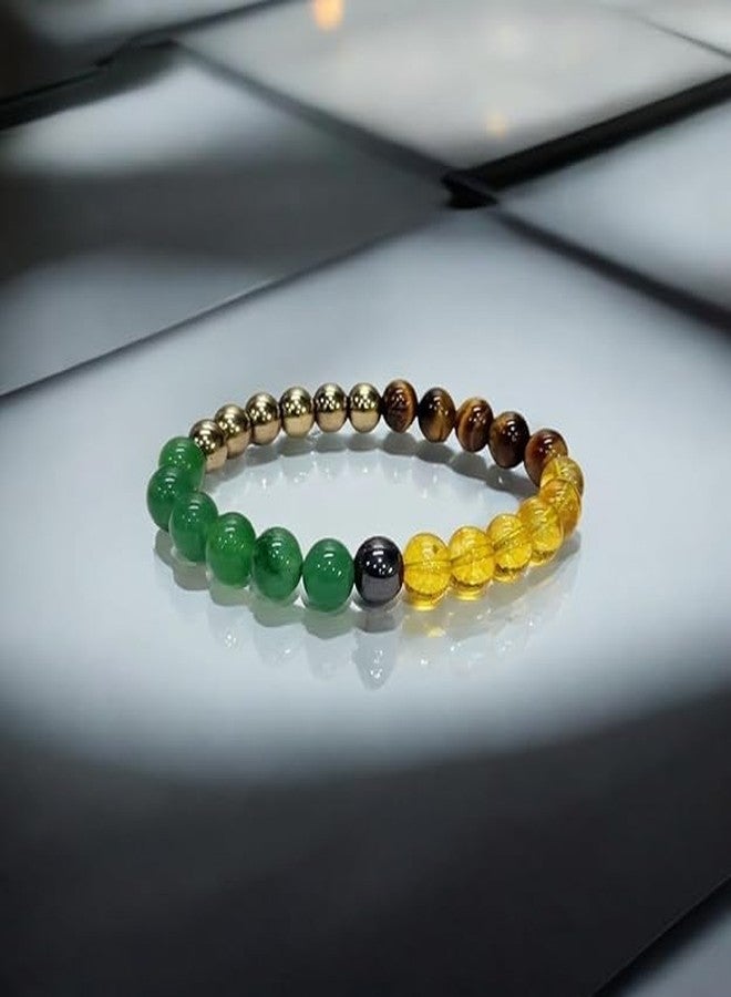 Agatesvibe سوار أغيتسفايب المغناطيسي للمال من الكريستال للرجال والنساء - خرز من أحجار البيريت، والأفينتورين الأخضر، والسترين، وعين النمر، والهيماتيت الكريمة للثروة والحظ والازدهار والنجاح والنمو المالي (عبوة من قطعة واحدة) - Image 3