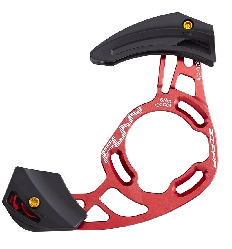 Funn Zippa AM Chain Guide, ISCG05 Interface, BSA Adapter Included, 32T-38T, Mountain Bike Chain Protector (Red) - Image 1