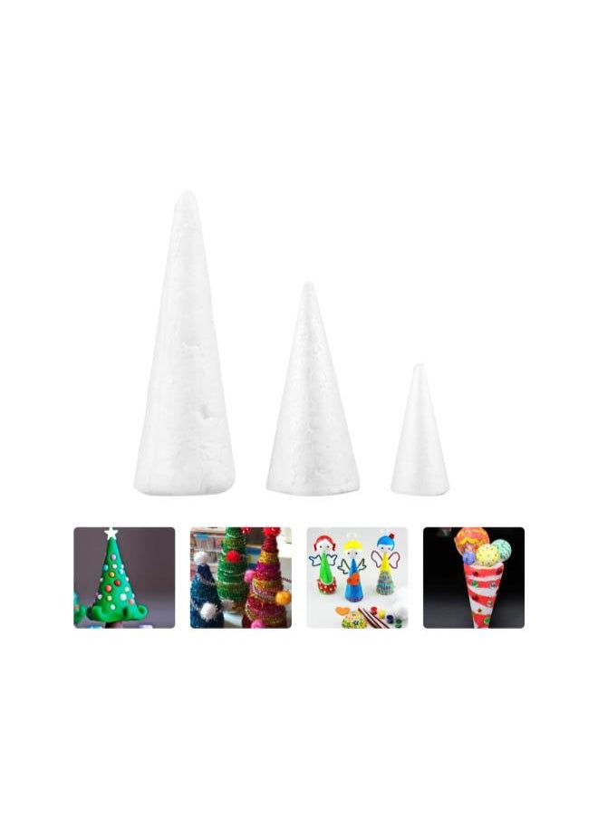 WYBOT - 15pcs Craft Foam Cone White Styrofoam Cones Polystyrene Ball Modelling Mould DIY Foam Mold for DIY Crafts Flower Arranging  Tree Table Centerpiece 150mm 110mm 70mm - Image 1