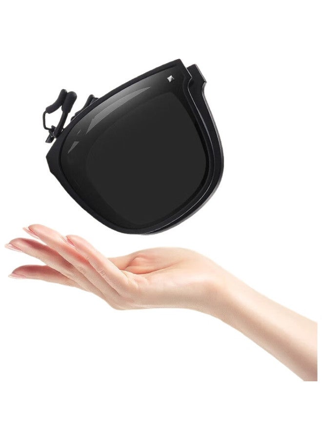 Boshide Sunglasses Clip-On Foldable Sunglasses Clip-On Myopia Clip-On With Flip-Up Polarized Lens For Men And Women - Jazz Black - Image 3
