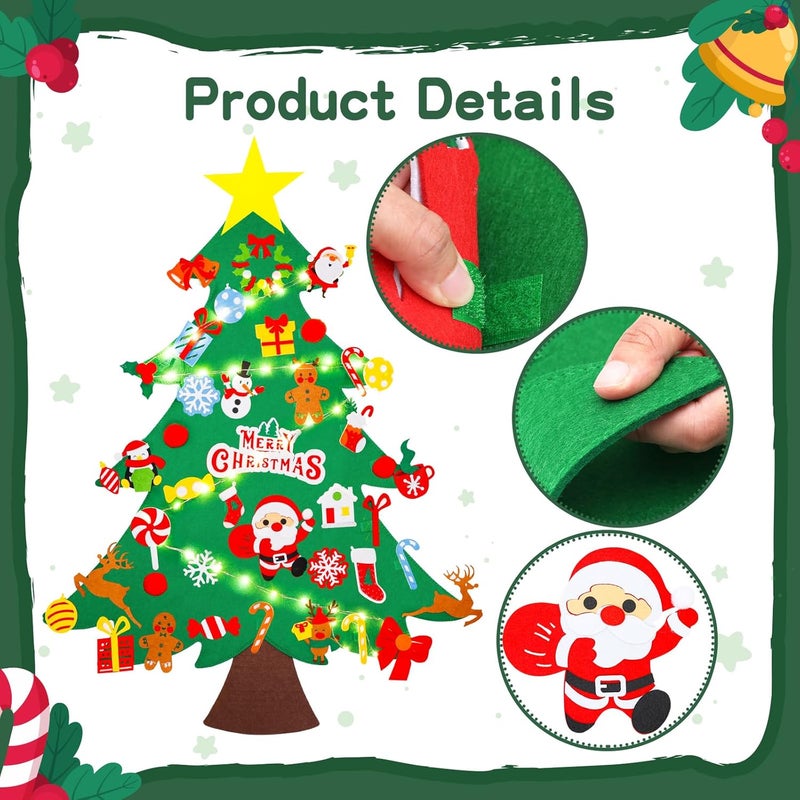 Max Fun DIY Felt Christmas Tree Set 3.2Ft with 41 Ornaments for Kids Toddlers Home Wall Hanging Felt Christmas Craft Kits Xmas Decoration Party Supplies - Image 4