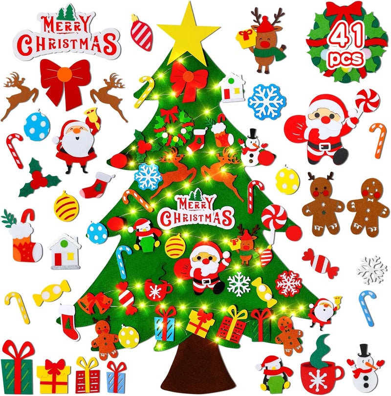 Max Fun DIY Felt Christmas Tree Set 3.2Ft with 41 Ornaments for Kids Toddlers Home Wall Hanging Felt Christmas Craft Kits Xmas Decoration Party Supplies - Image 1