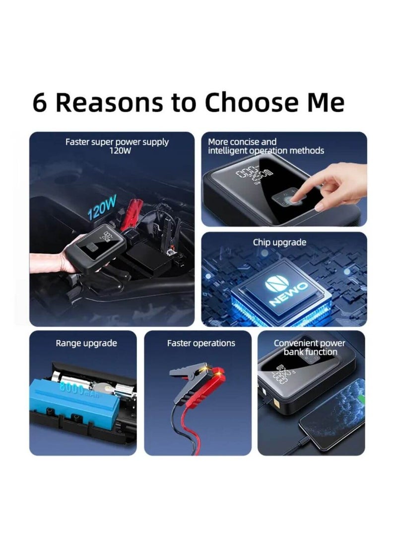 2 في 1 جهاز تشغيل السيارة المحمول ومنفاخ الإطارات S03-L مع بنك الطاقة - Image 4