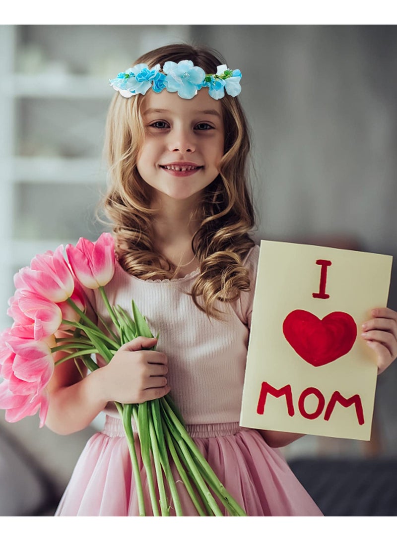 SYOSI Flower Crown Headband, Hair Wreath Floral Crown Headpiece, 2 Pack Party Decoration Headdress Headwear, Wedding Bridal Hair Hoop Leaf Ribbon, Women Girl Festival Wedding Festival Party - Image 3