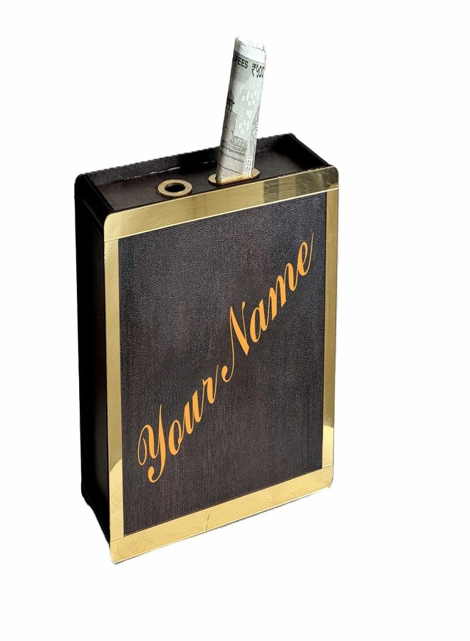 Raystar™ Wooden Customised Money Box for Adult/Kids with Savings Tracker Money Saving Box | Goal-Oriented Money Bank for ₹1,00,000 Saving for Adult & Kids | Smart Piggy Bank for Home Savings (Golden) - Image 1