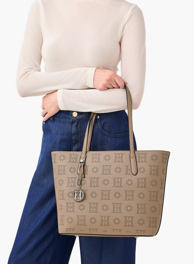 ELLE Laser Cut Tote Bag with Double Handle and Zip Closure - Image 2