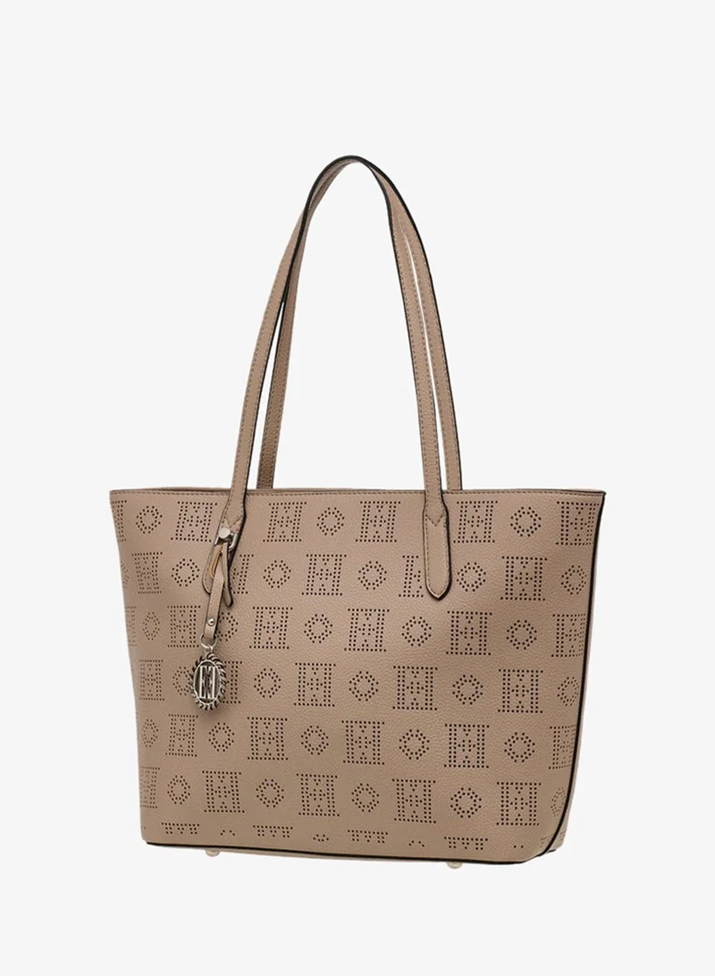 ELLE GREY Laser Cut Tote Bag with Double Handle and Zip Closure for Women | Best Price UAE