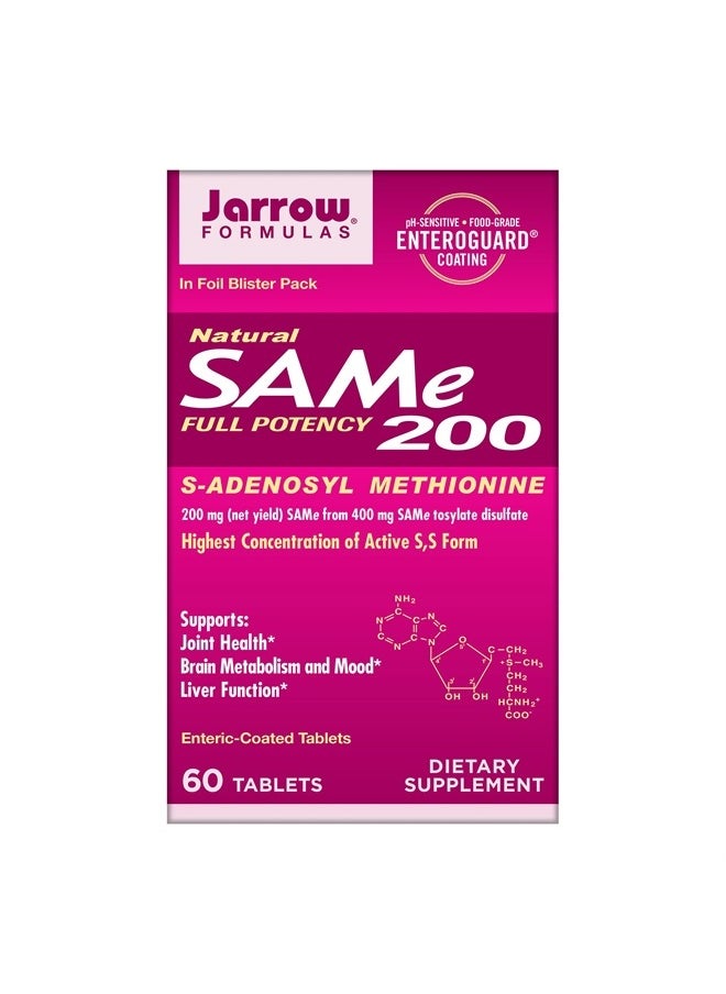jarrow formulas Same 200 mg - 60 Tablets - Highest Concentration of Active S,S Form - Supports Joint Health, Liver Function, Brain Metabolism, Mood & Antioxidant Defense - 60 Servings  - Image 1