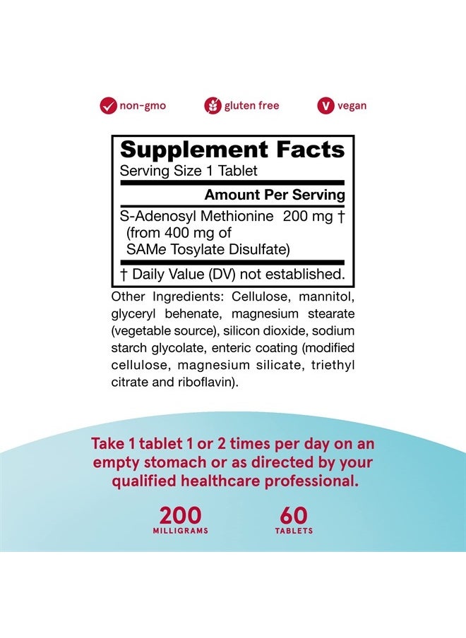 jarrow formulas Same 200 mg - 60 Tablets - Highest Concentration of Active S,S Form - Supports Joint Health, Liver Function, Brain Metabolism, Mood & Antioxidant Defense - 60 Servings  - Image 2