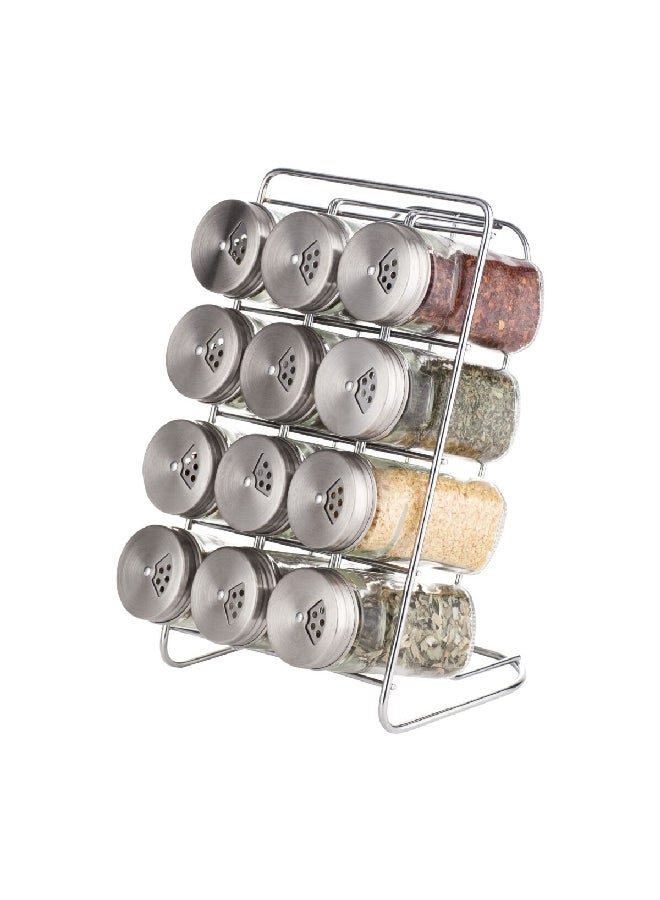 Elemental Kitchen 13-Piece Seasoning Spice Shaker Jar Set with Rack Clear and Silver 80 ml 7885A001- - Image 1