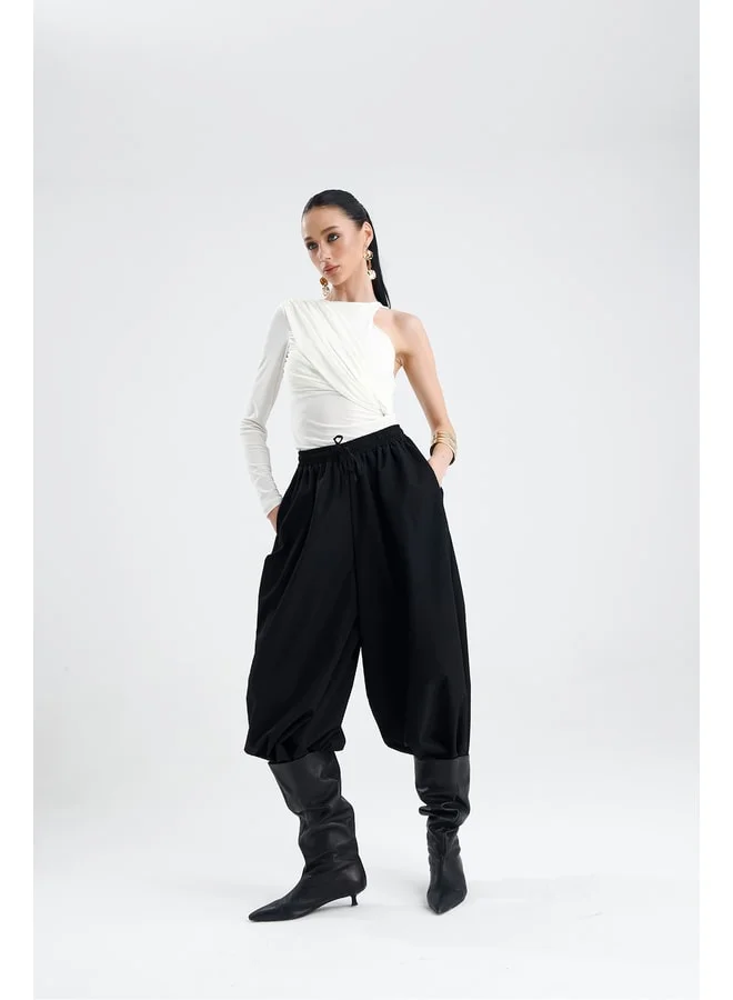 GACACOLLECTION ASİSİ Water-Resistant Trench Fabric Pants with Elastic Waist and Cuffs.