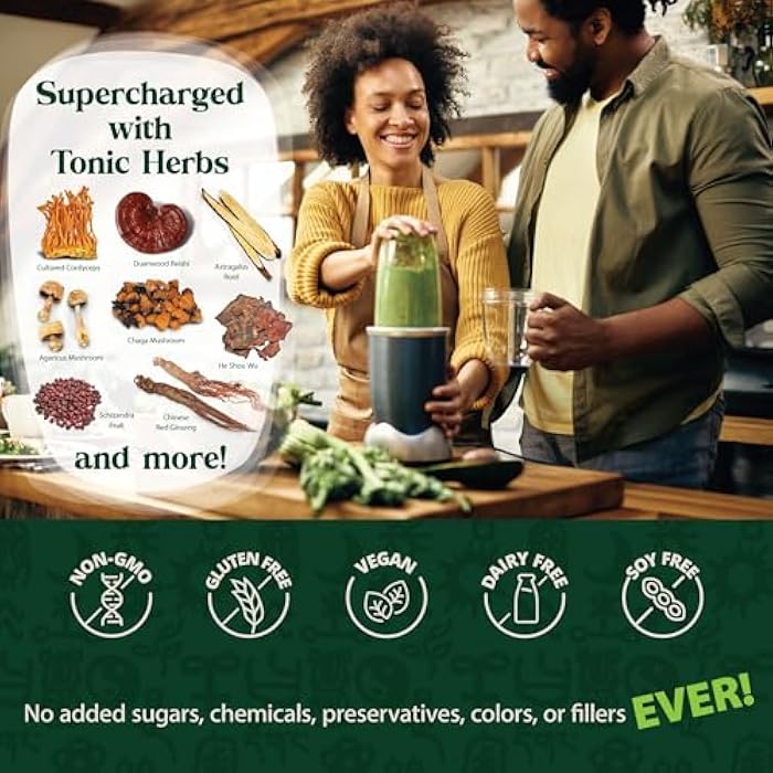 Dragon Herbs مسحوق الأعشاب السحرية من دراجون هيربس مع 91 مكون: أعشاب مقوية، أشواغاندا، فطر، بروبيوتيك، خضروات فائقة، أعشاب بحرية، فواكه، خضروات، سبيرولينا - 30 حصة - Image 5