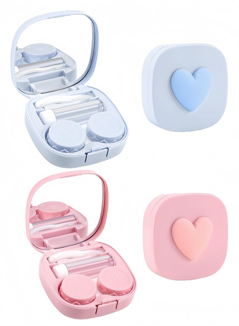 2PCS Contact Lens Case With Mirror Container L And R Caps - Image 1