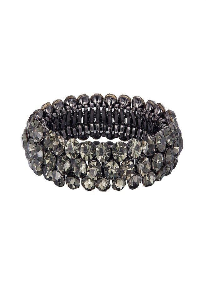 Flyonce Bridal Bracelet for Wedding, Sparkly Crystal Rhinestone Stretch Bracelets for Women Grey - Image 1