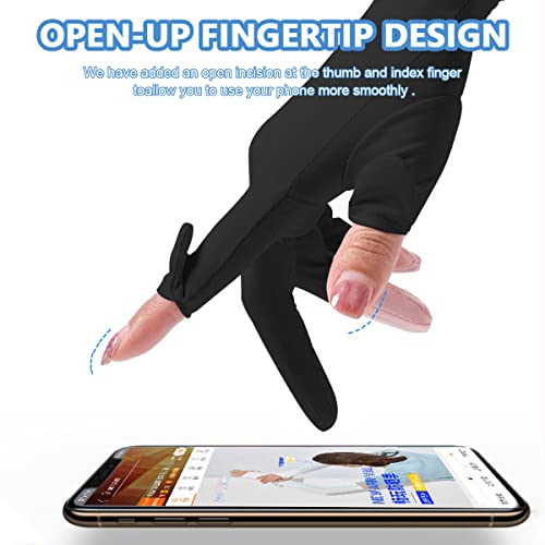 PALAY® Sun Protection Gloves for Women, Non-Slip Touch Screen Sun Gloves, Breathable Silk Cooling Gloves, Outdoor Full Finger Gloves for Cycling Driving Fishing - Black, Snap Button Closure - Image 3