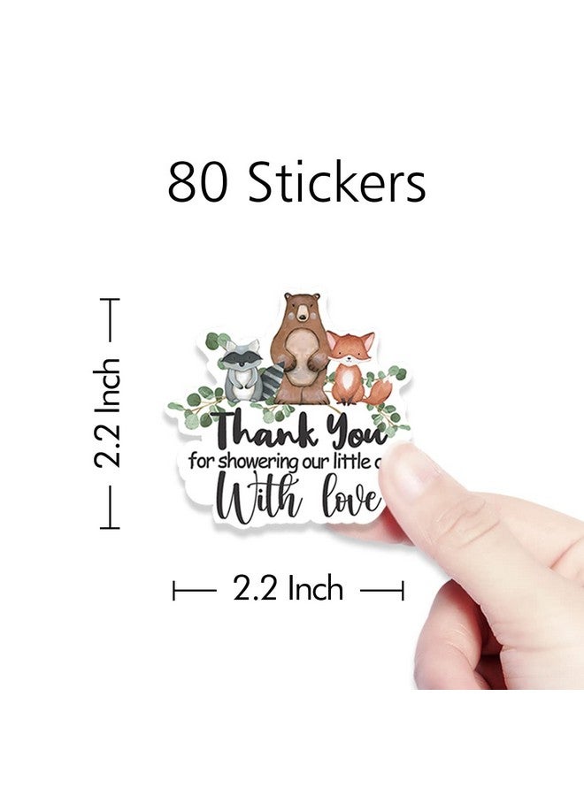 Kaecery Cute Woodland Creature Shower Thank You Stickers Labels,Forest Woodland Animals Sticker for Woodland Creatures Theme Shower Birthday Party Favor Label Decorations(10 in,80 Labels) - Image 2