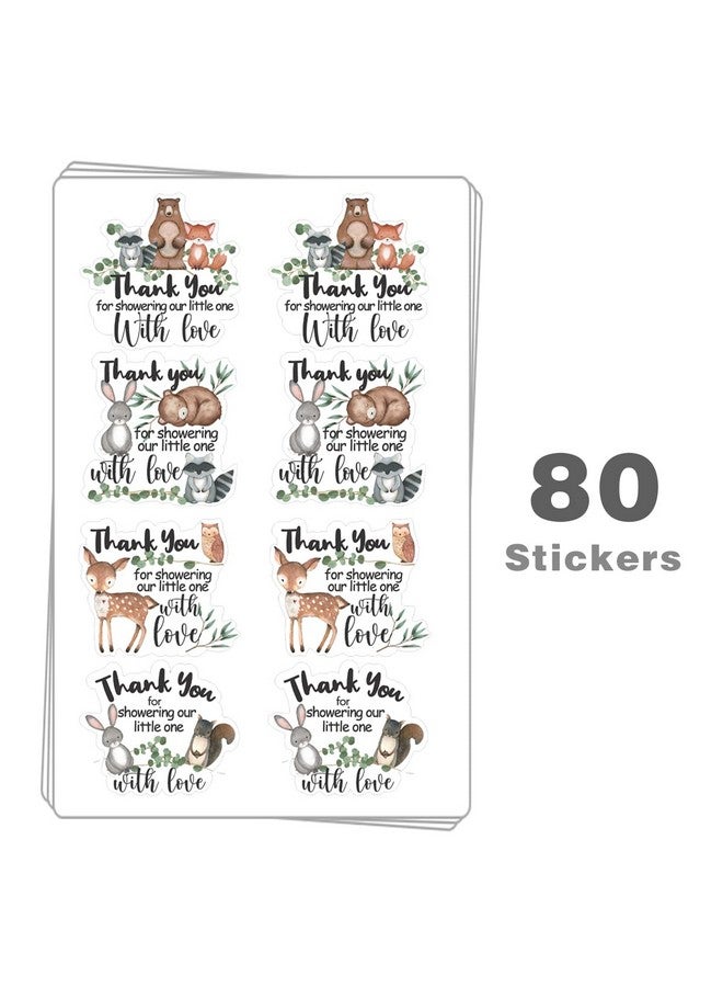 Kaecery Cute Woodland Creature Shower Thank You Stickers Labels,Forest Woodland Animals Sticker for Woodland Creatures Theme Shower Birthday Party Favor Label Decorations(10 in,80 Labels) - Image 3