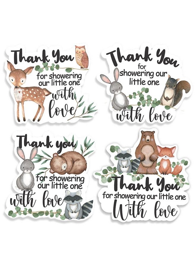 Kaecery Cute Woodland Creature Shower Thank You Stickers Labels,Forest Woodland Animals Sticker for Woodland Creatures Theme Shower Birthday Party Favor Label Decorations(10 in,80 Labels) - Image 1