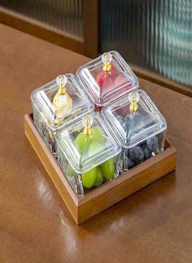 fashionhome 4 Pieces Multipurpose Light Luxury Fruits and Snack Storage Bowls With Tray  - Image 1