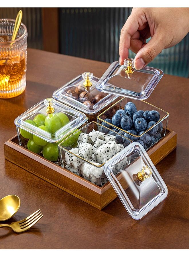 fashionhome 4 Pieces Multipurpose Light Luxury Fruits and Snack Storage Bowls With Tray  - Image 4
