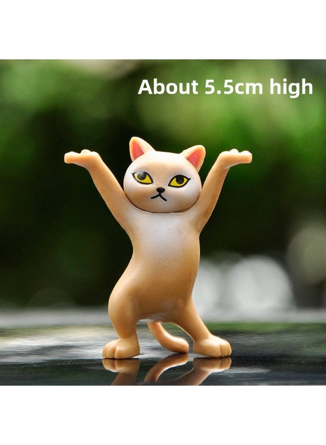 Internet Celebrant Enchanting Cat Penholder Ornaments Dancing Cat Cartoon Kitty Toy Doll Small Gift Raising Cat Lifting Cat-Color:Second Generation Cat [Brown] Opp Bag - Image 1